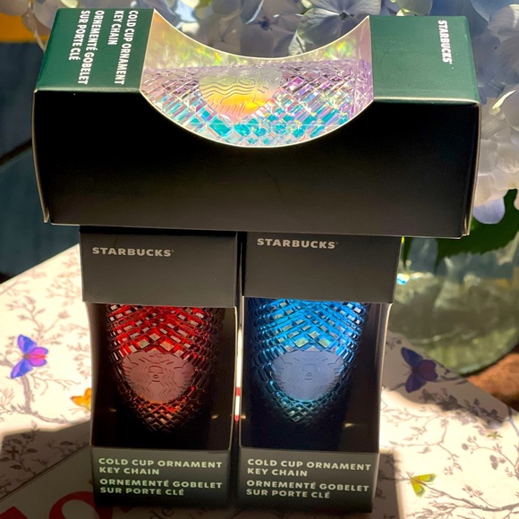 SALE💙NWT SET❤️💙🤍3 Starbucks Holiday 2022 Jeweled Tumbler Keychain Ornaments - Picture 4 of 8